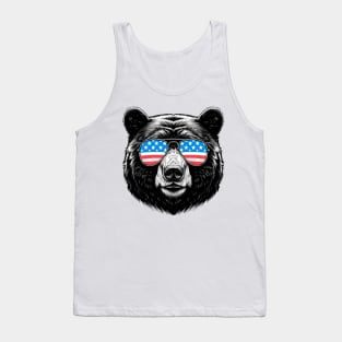 American Black Bear Sunglasses American Flag 4th of July Tank Top